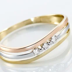 Marc Orian Anniversaire De Mariage|Bagues > Bague Troyen Or Tricolore Diamant