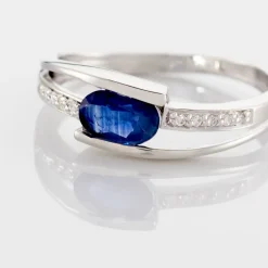 Bague Viyan Or Blanc Saphir Et Diamant