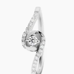 Bague Vrille Accompagnee Or Blanc Diamant