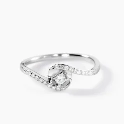 Bague Vrille Accompagnee Or Blanc Diamant