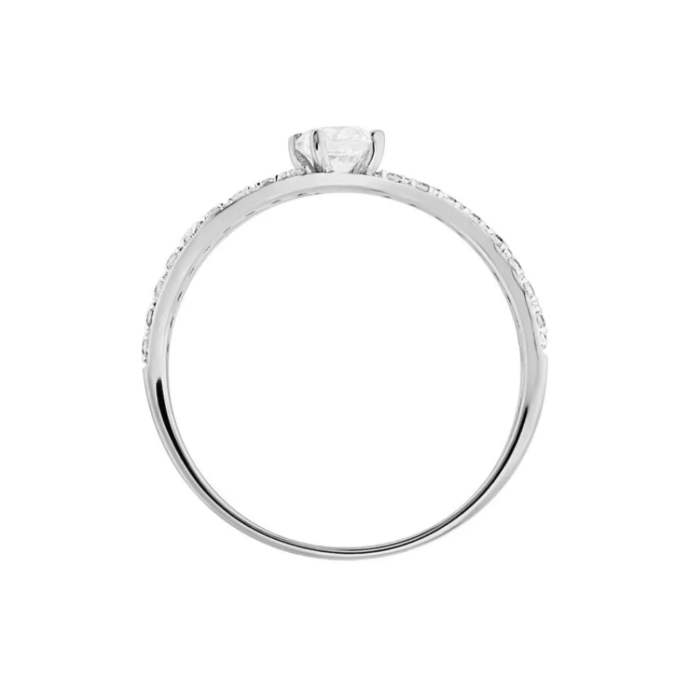 Marc Orian Bagues De Promesse|Bijoux Zirconium > Bague Vrille Double Or Blanc Oxyde De Zirconium