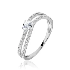 Marc Orian Bagues De Promesse|Bijoux Zirconium > Bague Vrille Double Or Blanc Oxyde De Zirconium