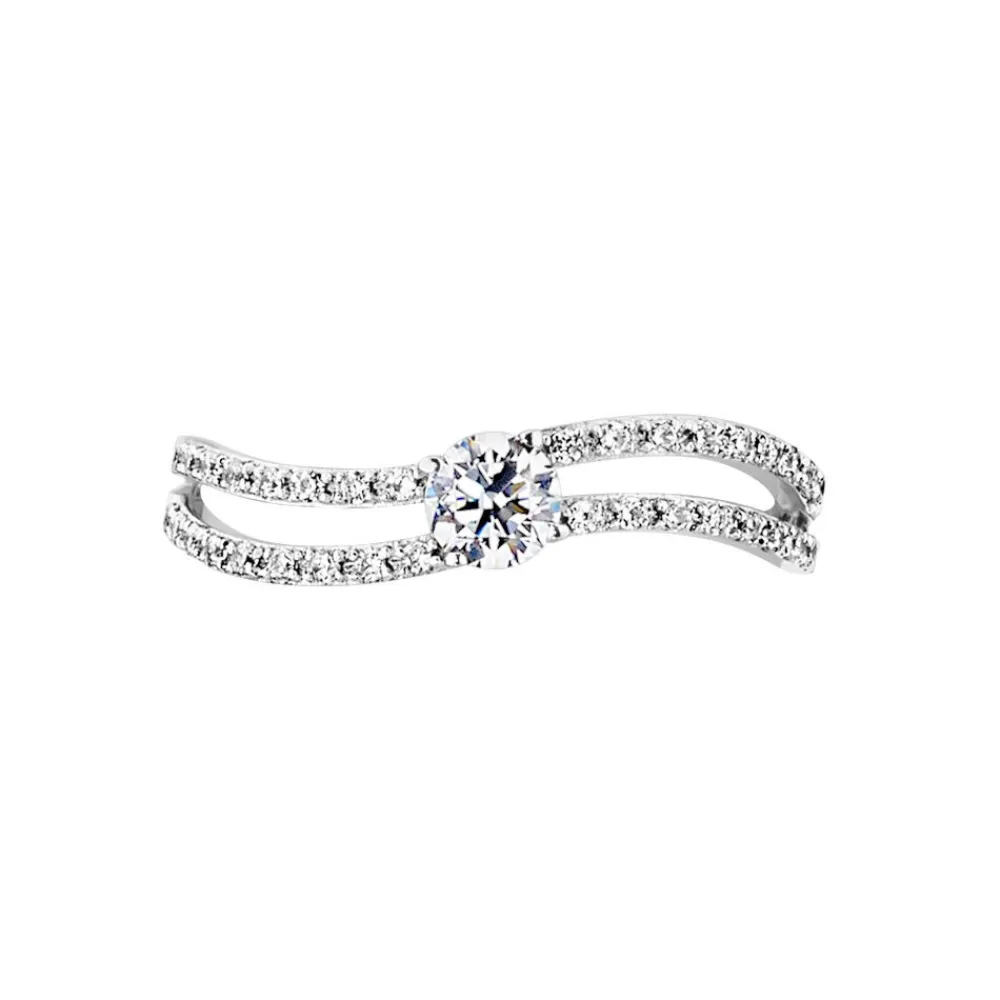 Marc Orian Bagues De Promesse|Bijoux Zirconium > Bague Vrille Double Or Blanc Oxyde De Zirconium
