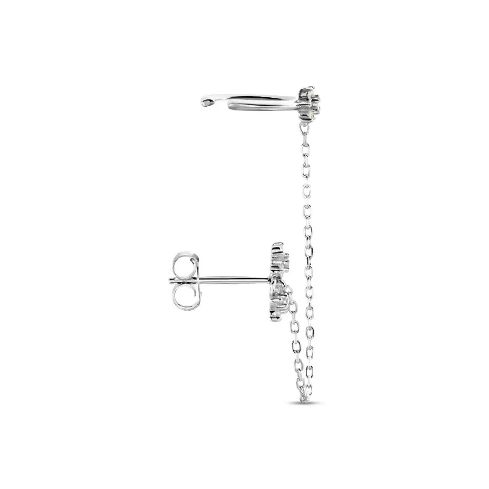 Marc Orian Bijoux Zirconium|Boucles D'Oreilles Fleur > Bijou D'oreille Unitaire Argent Blanc Atara Oxydes De Zirconium