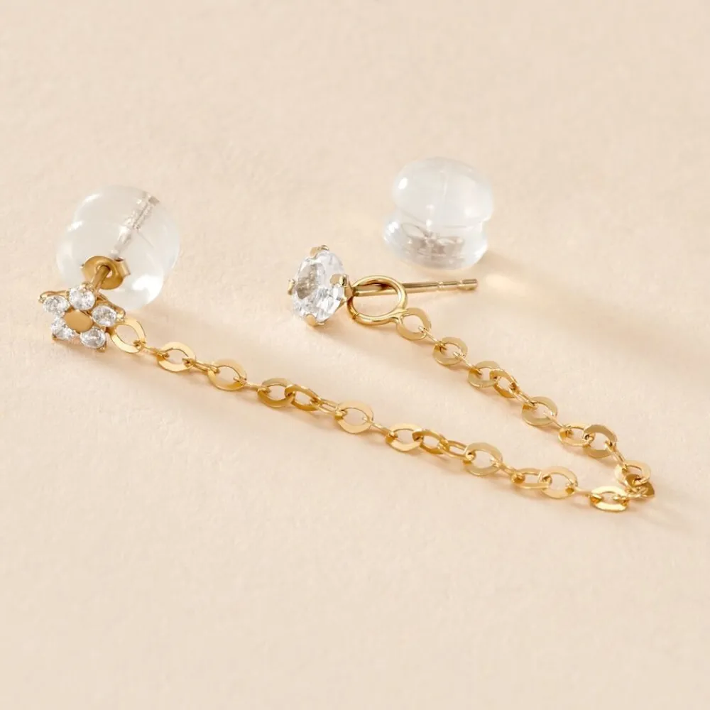 Marc Orian Bijoux Zirconium|Boucles D'Oreilles Fleur > Bijou D'oreille Unitaire Candia Or Jaune Oxyde De Zirconium