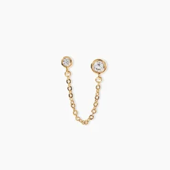 Bijou D'oreille Unitaire Jacinda Plaqué Or Jaune Oxyde De Zirconium