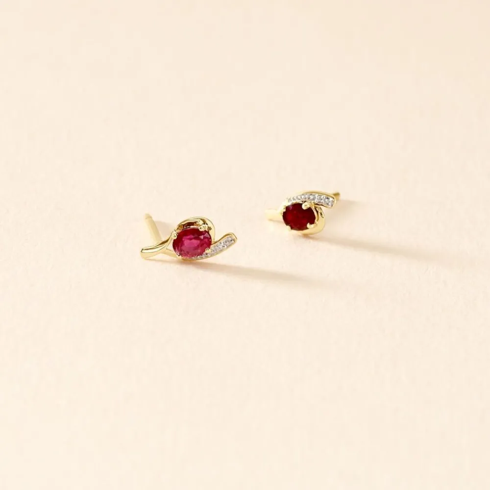 Marc Orian Cadeaux Mariage|Anniversaire De Mariage > Bijoux D'oreilles Emotion Diamant or jaune rubis