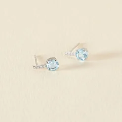 Bijoux D'oreilles Monroe Or Blanc Topaze Oxyde De Zirconium