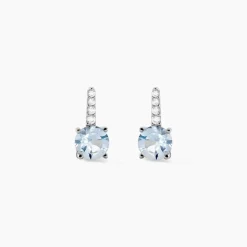 Bijoux D'oreilles Monroe Or Blanc Topaze Oxyde De Zirconium