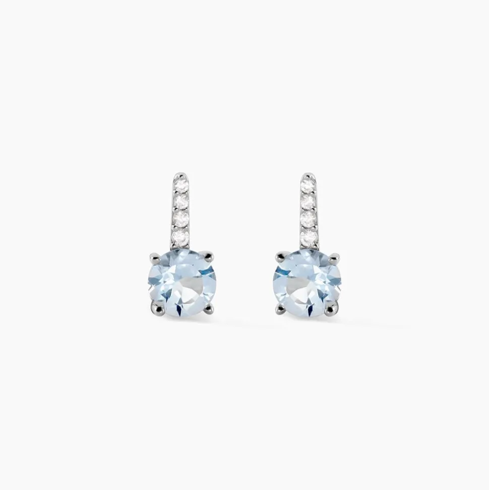 Bijoux D'oreilles Monroe Or Blanc Topaze Oxyde De Zirconium