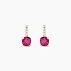 Bijoux D'oreilles Monroe Or Rose Rhodolite Oxyde De Zirconium