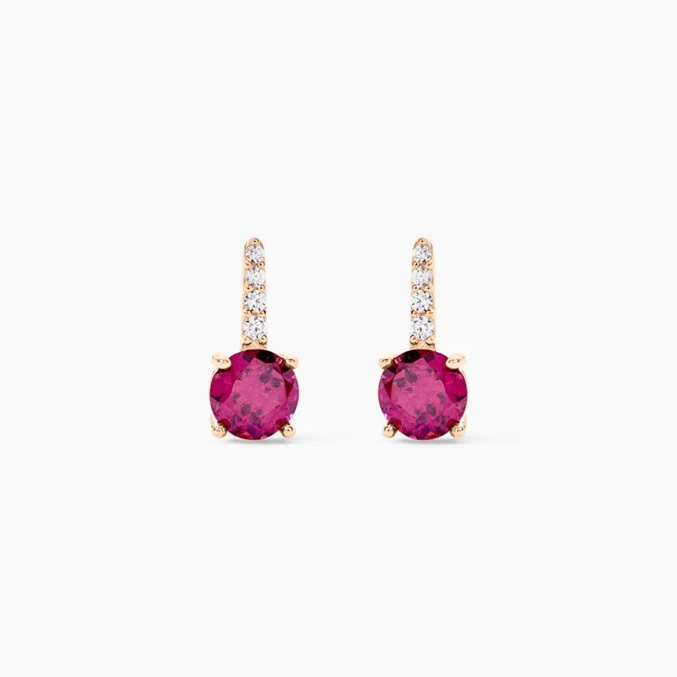 Bijoux D'oreilles Monroe Or Rose Rhodolite Oxyde De Zirconium