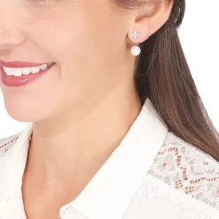Bijoux D'oreilles Norah Or Jaune Perle De Culture Et Oxyde
