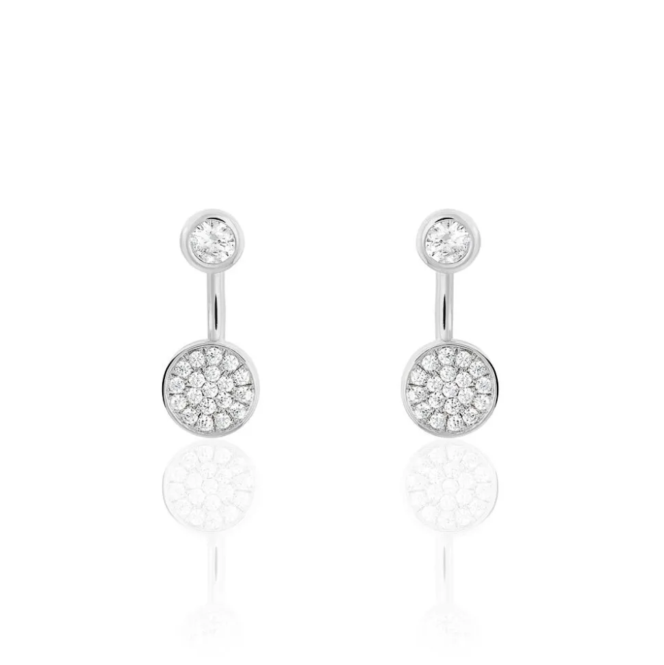 Bijoux D'oreilles Perline Argent Blanc Oxyde De Zirconium