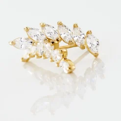 Bijoux D'oreilles Sparkle Or Jaune Oxyde De Zirconium