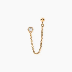 Bijoux D'oreille Unitaire Pendante Plaqué Or Jaune Dofi Oxyde