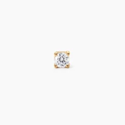 Boucle D'oreille Puce Unitaire Adam Plaqué Or Jaune Oxyde De Zirconium