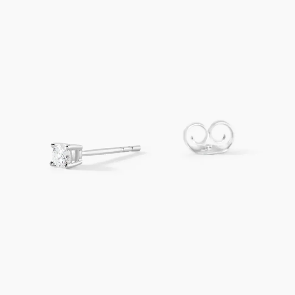Boucle D'oreille Puce Unitaire Victoria Or Blanc Diamant