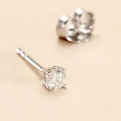 Boucle D'oreille Puce Unitaire Victoria Or Blanc Diamant