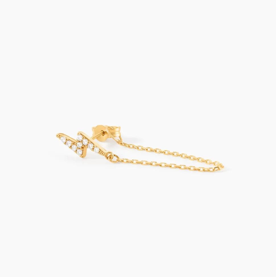 Boucle D'oreille Unitaire Fionola Or Jaune Oxyde De Zirconium