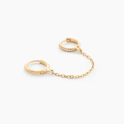 Boucle D'oreille Unitaire Plaqué Or Thed Oxydes De Zirconium