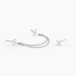 Marc Orian Boucles D'Oreilles Fleur|Boucles D'Oreilles Argent > Boucles D'oreilles Dépareillées June Argent Blanc Oxyde De Zirconium