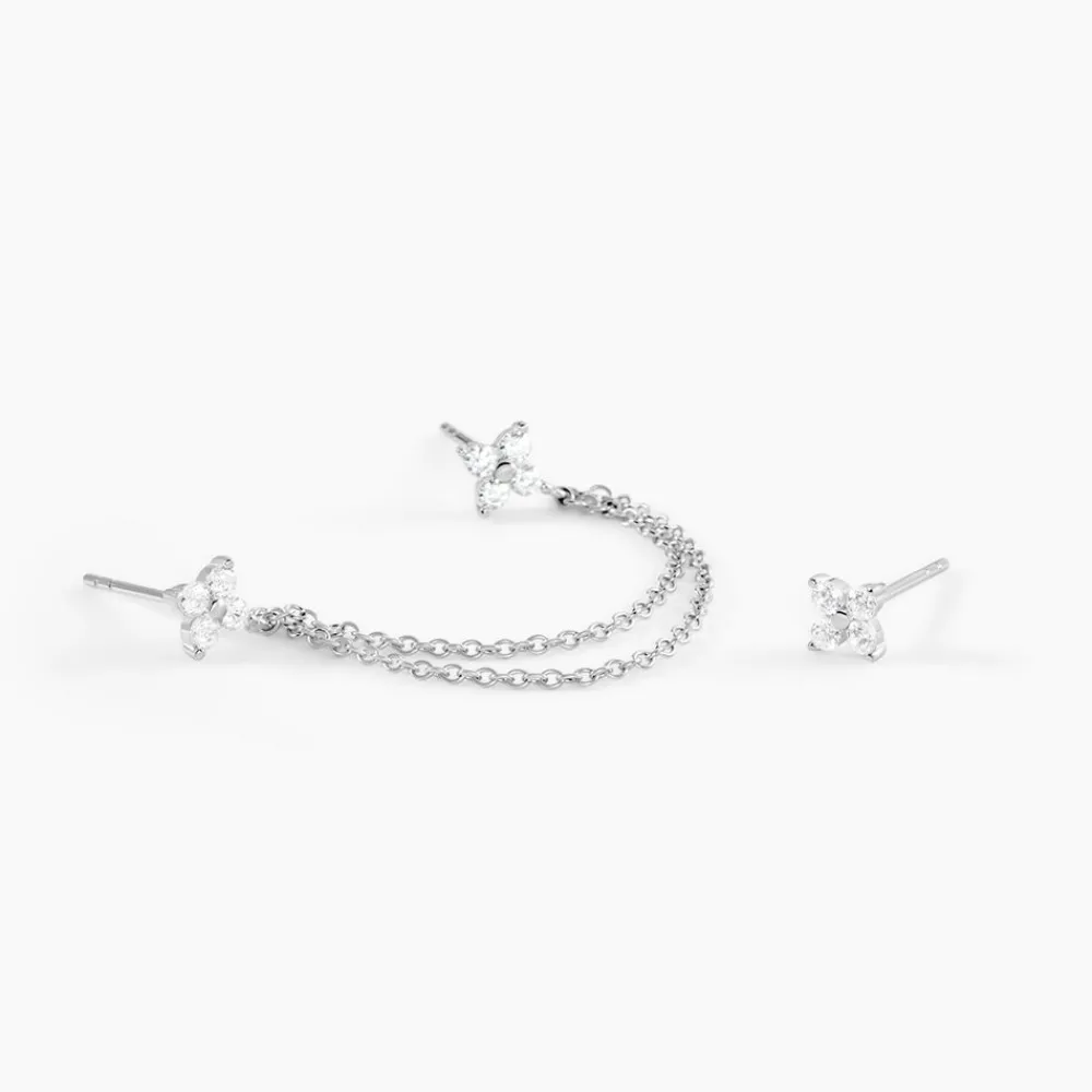 Marc Orian Boucles D'Oreilles Fleur|Boucles D'Oreilles Argent > Boucles D'oreilles Dépareillées June Argent Blanc Oxyde De Zirconium