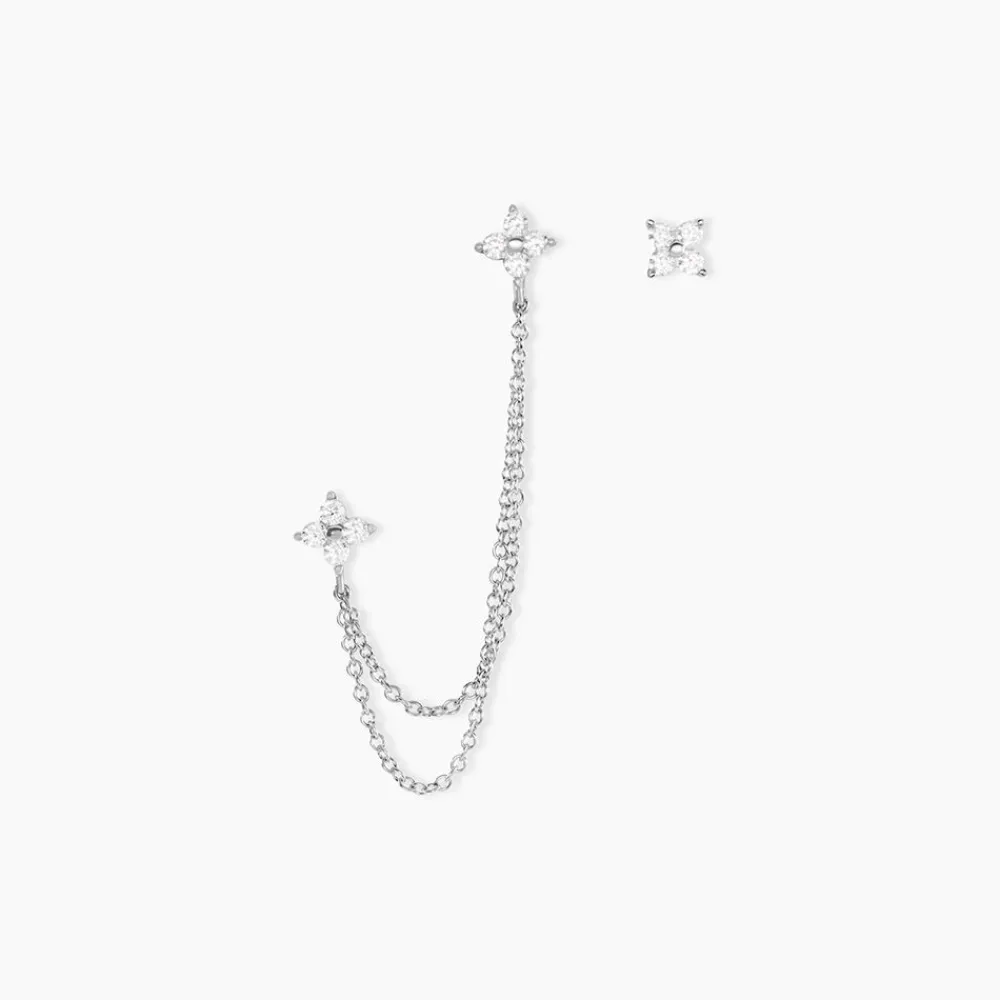 Marc Orian Boucles D'Oreilles Fleur|Boucles D'Oreilles Argent > Boucles D'oreilles Dépareillées June Argent Blanc Oxyde De Zirconium