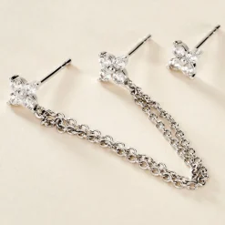 Marc Orian Boucles D'Oreilles Fleur|Boucles D'Oreilles Argent > Boucles D'oreilles Dépareillées June Argent Blanc Oxyde De Zirconium