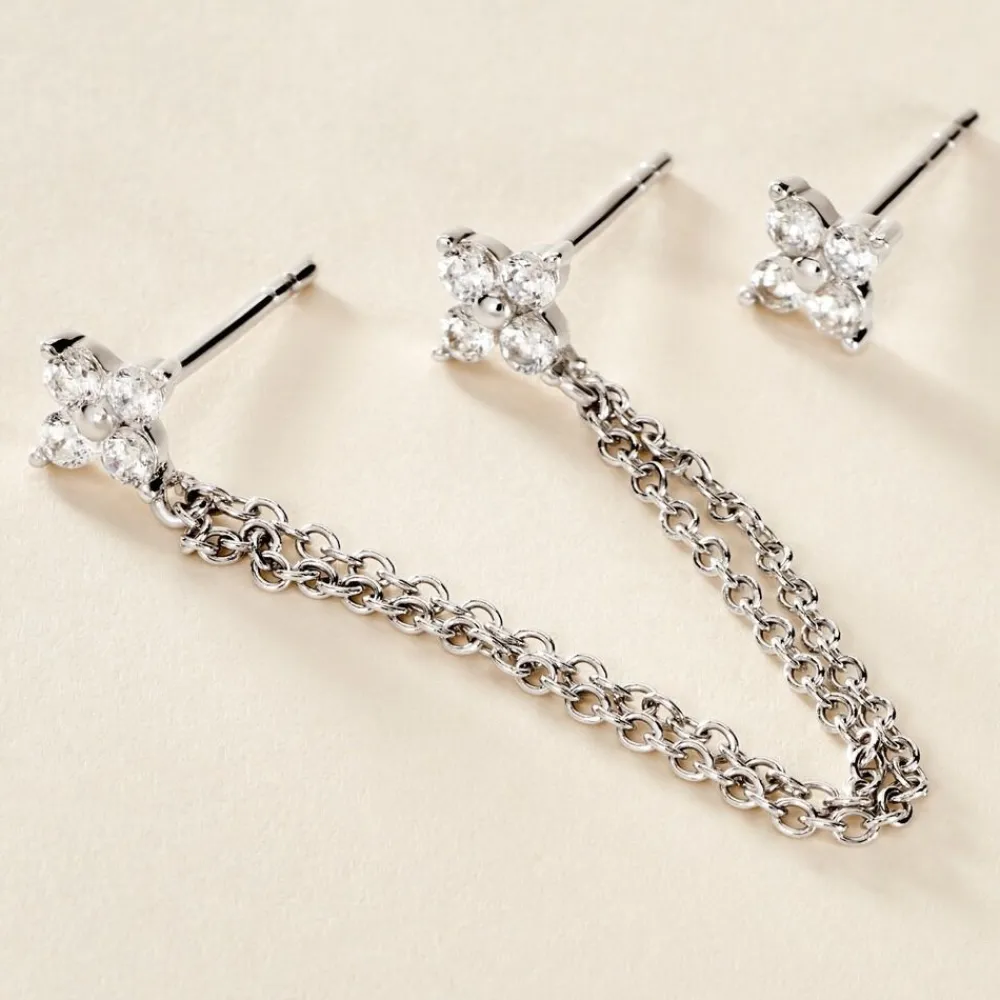 Marc Orian Boucles D'Oreilles Fleur|Boucles D'Oreilles Argent > Boucles D'oreilles Dépareillées June Argent Blanc Oxyde De Zirconium