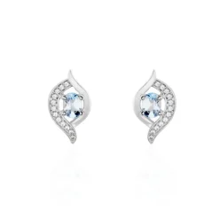 Marc Orian Cadeaux Mariage|Anniversaire De Mariage > Boucles D'oreilles Lydia Or Blanc Topaze Oxyde or blanc topaze bleue