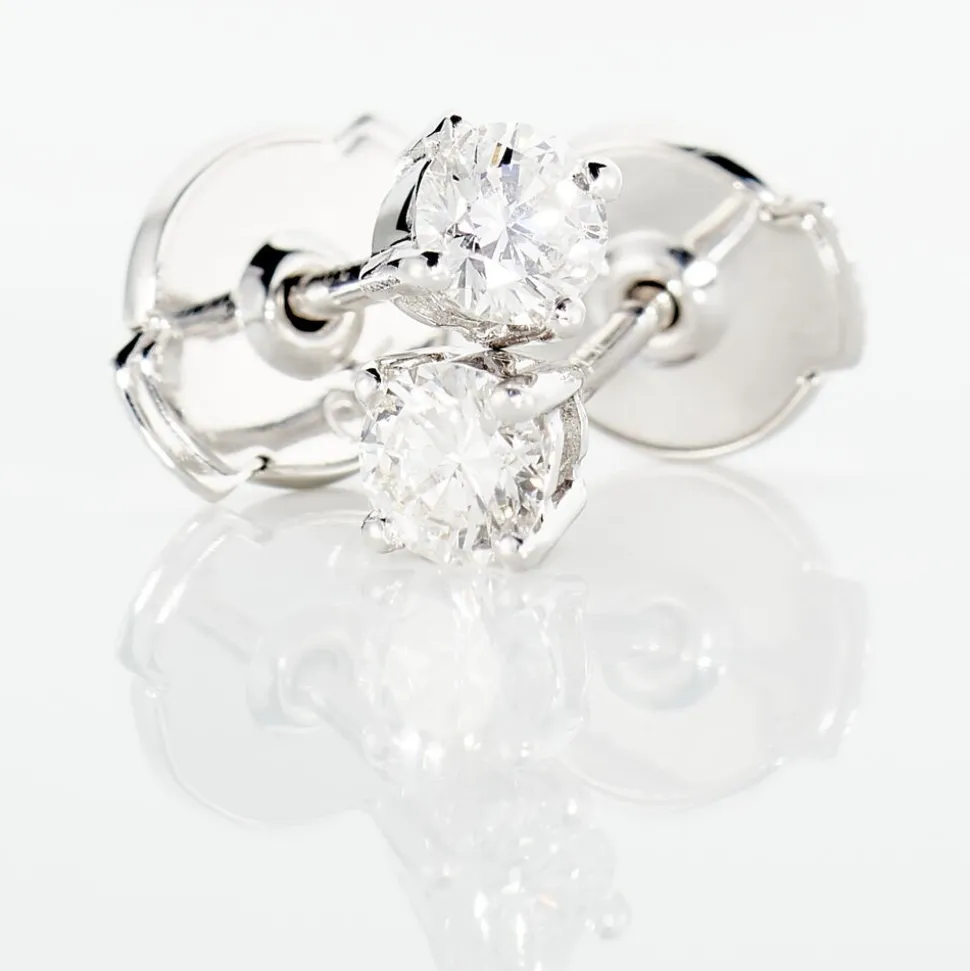 Boucles D'oreilles Or Blanc Victoria Puces Diamants