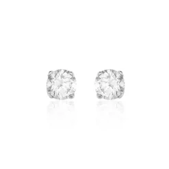 Boucles D'oreilles Or Blanc Victoria Puces Diamants