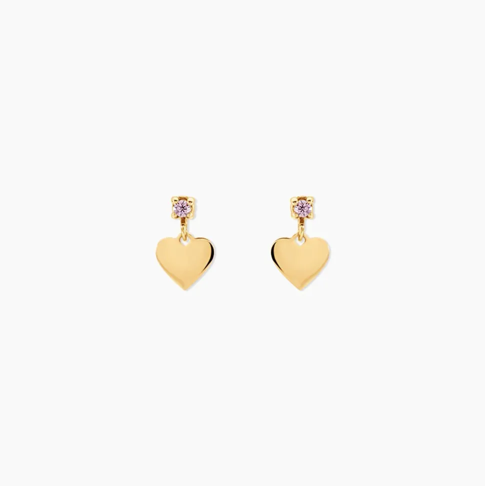 Boucles D'oreilles Pendantes Or Jaune Marie Lou Oxyde De Zirconium