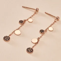 Boucles D'oreilles Pendantes Lorainne Argent Bicolore Oxyde