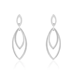 Boucles D'oreilles Pendantes Toupie Argent Blanc
