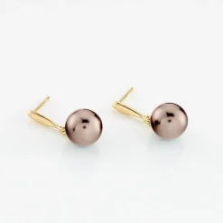 Boucles D'oreilles Pendantes Semi-baroque Or Jaune Perle De Tahiti