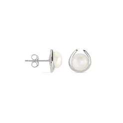 Boucles D'oreilles Pendantes Saori Argent Blanc Perle De Culture
