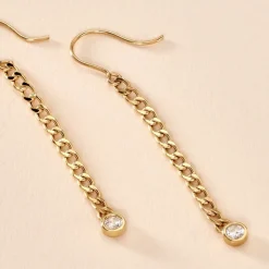 Boucles D'oreilles Pendantes Vienne Or Jaune Oxyde De Zirconium