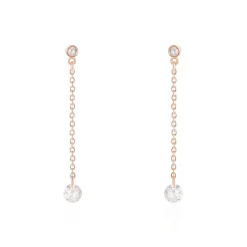 Boucles D'oreilles Pendantes Constantin Argent Rose Oxyde De Zirconium