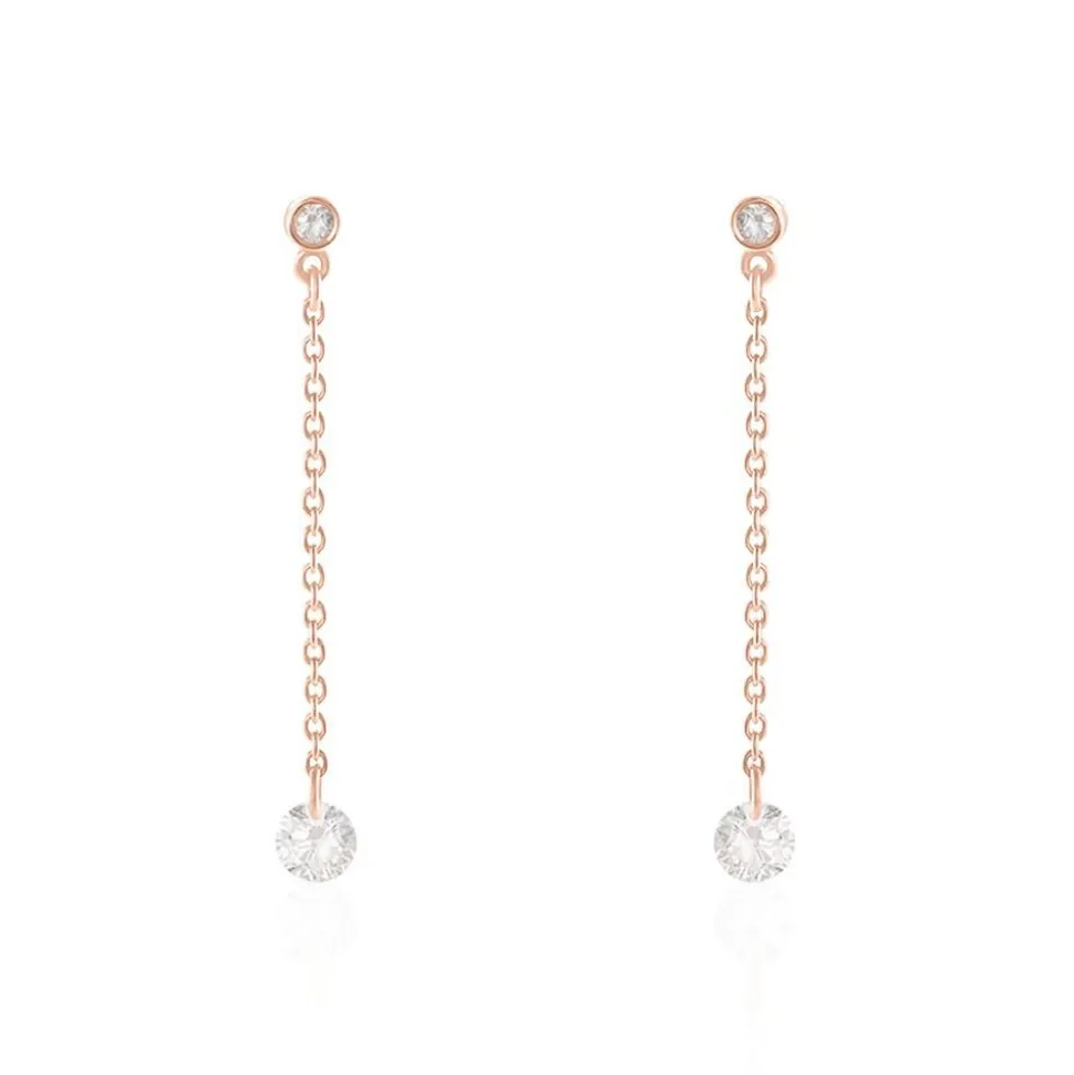 Boucles D'oreilles Pendantes Constantin Argent Rose Oxyde De Zirconium