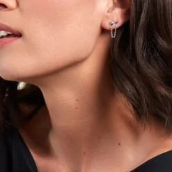 Boucles D'oreilles Pendantes Honor Argent Blanc