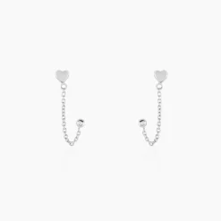 Boucles D'oreilles Pendantes Honor Argent Blanc