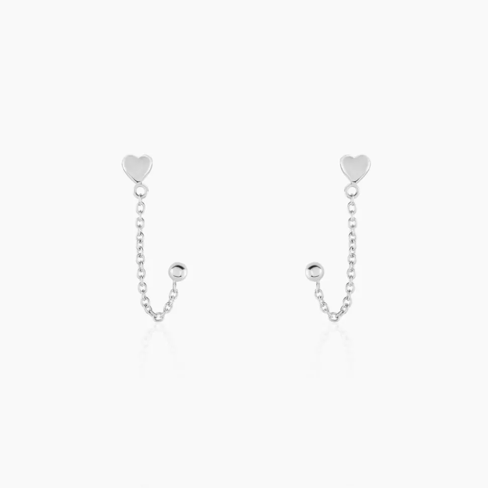 Boucles D'oreilles Pendantes Honor Argent Blanc