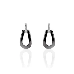 Boucles D'oreilles Pendantes Argent Céramique Et Oxyde De Zirconium
