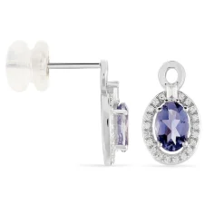 Boucles D'oreilles Pendantes Dally Or Blanc Oxyde De Zirconium Iolite