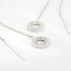 Boucles D'oreilles Pendantes Florenzia Argent Blanc Oxyde De Zirconium