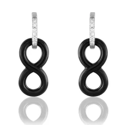 Boucles D'oreilles Pendantes Celinia Argent Blanc Céramique Et Oxyde