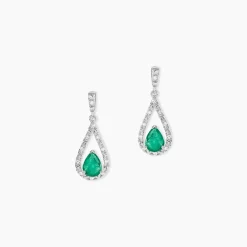 Marc Orian Pendantes|Cadeaux Mariage > Boucles D'oreilles Pendantes Katiouchka Or Blanc Emeraude Diamants