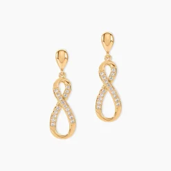 Boucles D'oreilles Pendantes Dunya Plaqué Or Jaune Oxyde De Zirconium
